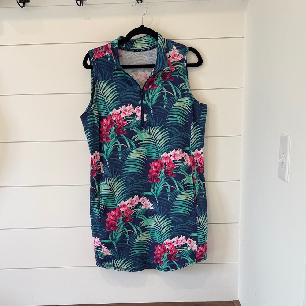 Tommy Bahama Tropical Floral Mini Dress Aubrey Island Zone Dress Size L